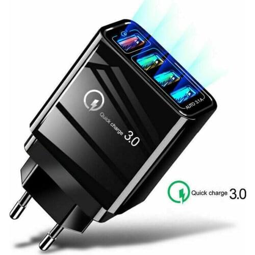 4 Multi Port Fast Quick Charge 3.0 USB Hub Wall Charger Adapter UK EU US Plug