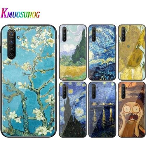 For OPPO A5 A9 2020 F7 Phone Cover Shell Van Gogh sun Flower for OPPO Reno 2 Z 2Z 2F 3 4 Pro 5G Bright Black Phone Case
