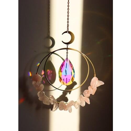 Moon Crystal Hanging Prism Ornament Wind Chimes Crystal Garden Home Patio Porch Decoration Wind Chime Pendant