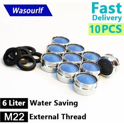 WASOURLF 10 PCS water saving faucet aerator 6L 8L 22mm male thread external tap spout bubble accessories bathroon basin kitchen