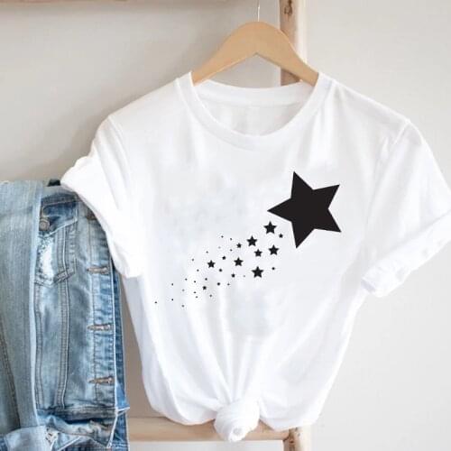 Women Kawaii Star Simple Ladies Cartoon Fashion Girl Spring Summer Clothing Clothes Print Tee Top Tshirt Female Graphic T-shirt