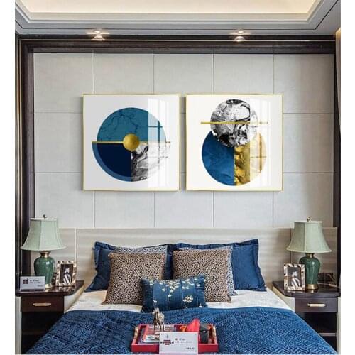 Exquisite Circular Abstract Geometric patchwork modern decorative Painting Canvas Wall Art Poster for Home hotel office decor