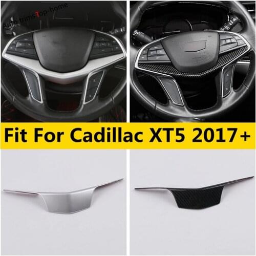 ABS Matte / Carbon Fiber Style Steering Wheel Frame Decor Strip Cover Trim Protector Interior Kit For Cadillac XT5 2017 - 2021