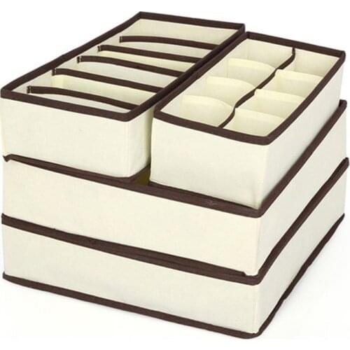 Set Underwear Bra Organizer Storage Box Beige Drawer Closet Organizers Boxes for Underwear Scarfs Socks Bra Clothes Organizer