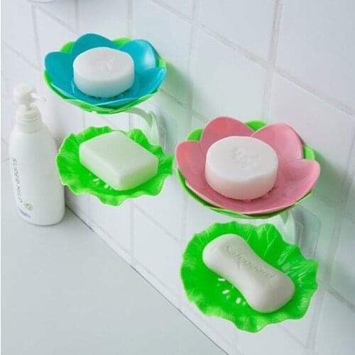 Creative Flower Soap Rack Double Layer Drain Soap Box Punching Soap Rack for Water Draining Solid Draining Soap Dish Bathroom