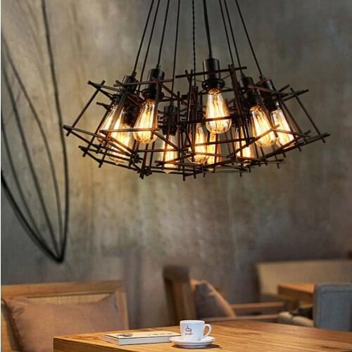 Multi heads loft chandelier dining room living room office bar club restaurant cafe light office clothing store pendant lamp