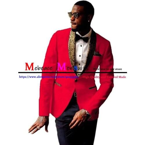 Red Men Suits Slim Fit 3 Pieces（ Jacket +Vest +Pant ) Groom Wear Custom Made Prom Tuxedos 2021 Fashion Groomsman Cloths Set