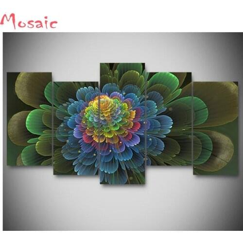 Full Square/round drill 5D DIY Diamond painting"Abstract fireworks Flower "Diamond Embroidery Mosaic Rhinestone decoration 5pcs