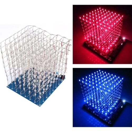 3D LED Light Squared White Blue Ray Cube 8*8*8 LED Cube DIY Kit Electronic Suite w/Programmed IC for Arduino For gift