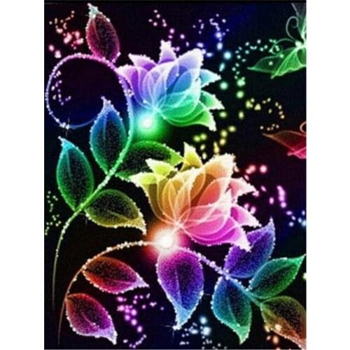 Colored Flowers DIY Embroidery 11CT Cross Stitch Kits Needlework Craft Set Printed Canvas Cotton Thread Home Design