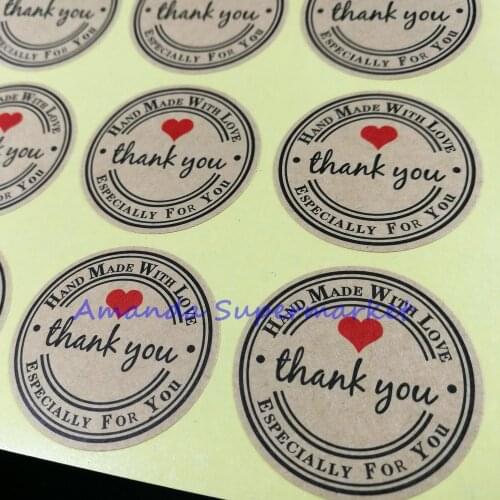 Handmade WIth Love Sticker 300pcs/lot 38*38mm Vintage Stickers Kraft Sticker DIY Hand Made For Gift Cake Baking Sealing Sticker