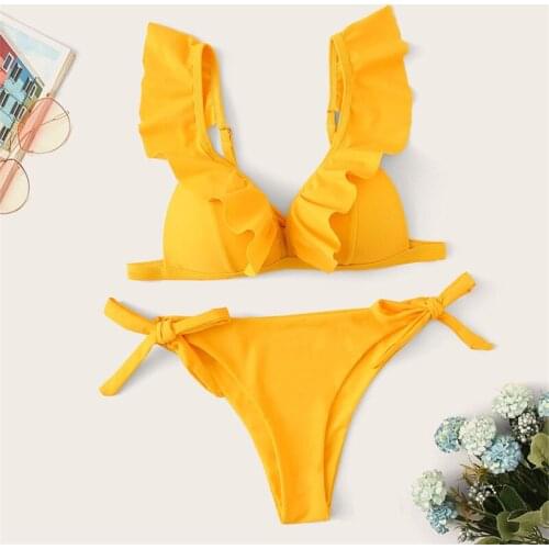 2021 New European And American Sexy Tight-Fitting Halter Flashing Multicolor Lace Shoulder Strap Split Bikini Swimsuit Women