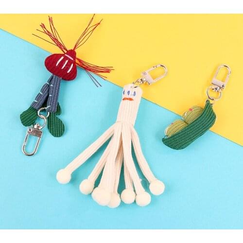 New Simulated food Keychain Edamame radish Flammulina woolen vegetables Key Chains Key Rings personality Charms Car Keychain