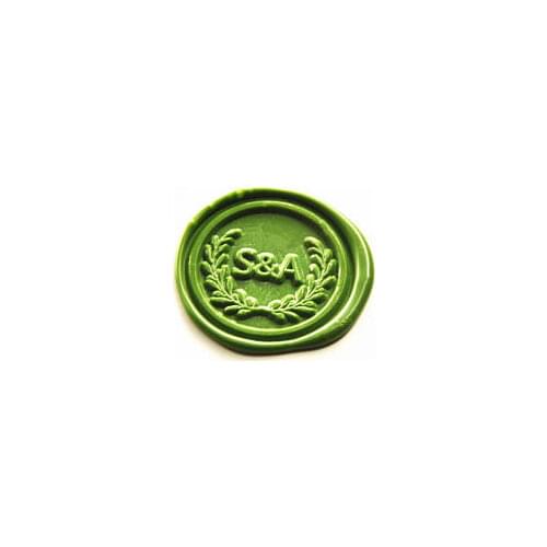 Double initials with Olive branch wreath wax Seal stamp 2 initials monogram wax seals custom design wedding seals party wax seal