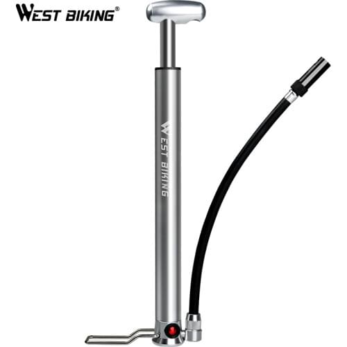 WEST BIKING Bicycle Pump 160PSI Portable Lightweight Aluminum Alloy Schrader Presta Valve Handle Inflator Front Fork Bike Pump