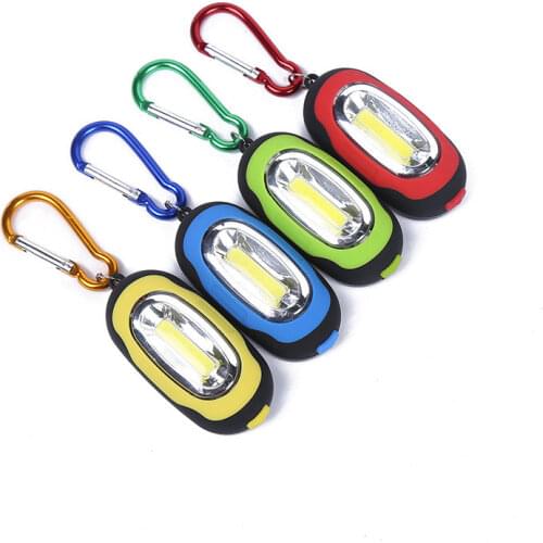 Portable Mini Light 3-Modes Outdoor Hanging Handy COB LED Keychain Flashlight with CR 2032 Battery Camping Lamp for Tent Fishing
