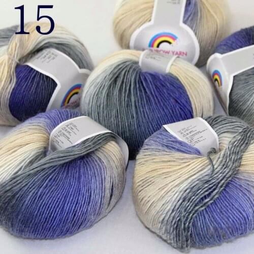 Sale Soft 6X50gr ballCashmere Wool Colorful Rainbow Wrap Shawl DIY Hand Knit Yarn Purple Gray White Beige 524-15-6