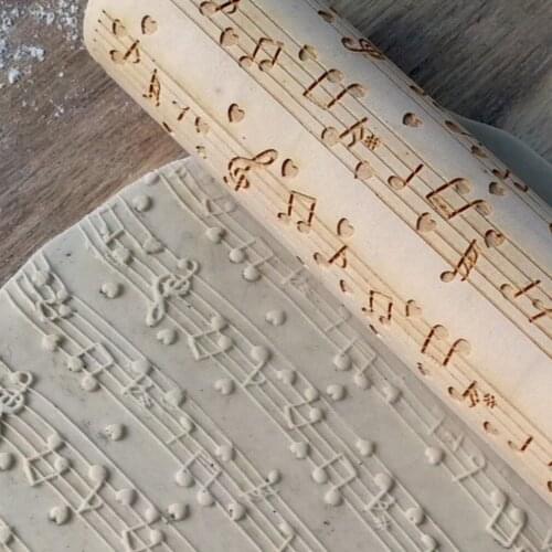 Christmas Embossed Rolling Pin Wood Carved Cookies Biscuit Fondant Dough Baking Engraved Printed Roller Holiday Gifts