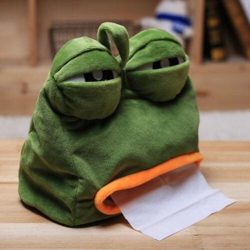Cartoon Sad Pepe Frog Anime Plush Tissue Box Creative Doll Plush Toy Funny Toys Sad Frog Doll