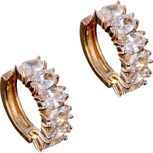 2021 YJGS Retro Fashion Temperament For Female Earring Shiny Single Row Diamond Hoop Earrings Exquisite Luxury Wedding Jewelry