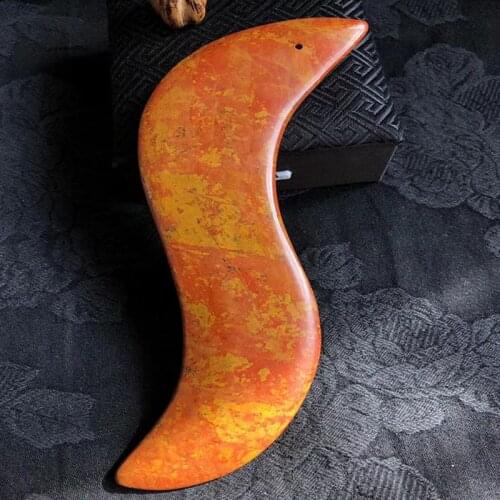 Sibin Red Bian Stone Gouache Scraper S Shape Gua Sha Board Body Meridian Scraping Massage Acupuncture Therapy Muscle Relax Tool