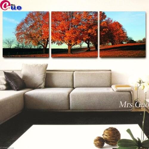 Triptych DIY Diamond Painting Cross Stitch Diamond Embroidery Landscape Art Handmade Home Decoration Autumn Scenery Mangrove