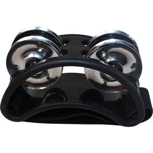 Percussion Foot Tambourine with Metal Jingles, Black