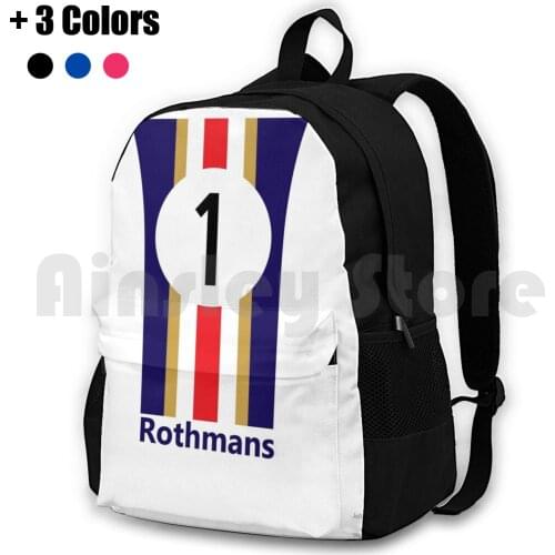 RothmanS Le Mans Livery Outdoor Hiking Backpack Waterproof Camping Travel Formula Retro Circuit Williams Senna Radically Hero