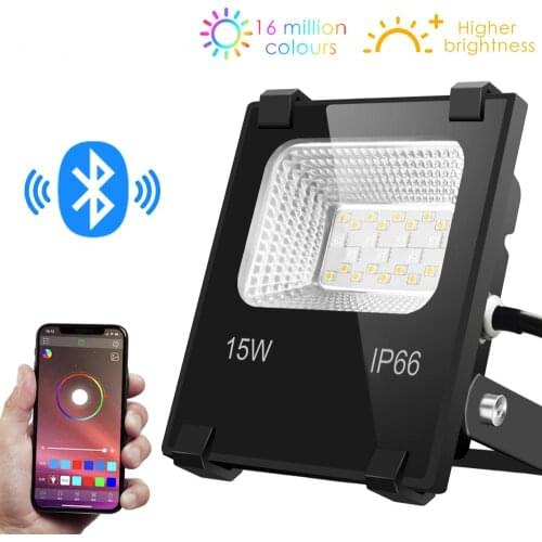 Smart Floodlight LED Outdoor Light RGB 15W Bluetooth4.0 360 APP Group Control IP66 Garden Waterproof Color Changing Spotlight