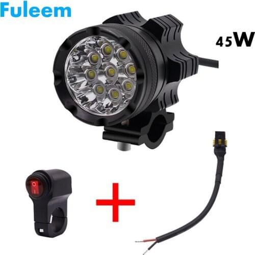 Fuleem Universal 45W 12-80V LED Headlamp High Brightness 9 LED Flasher Spot Light 6000k With switch Waterproof For Motocycle ATV