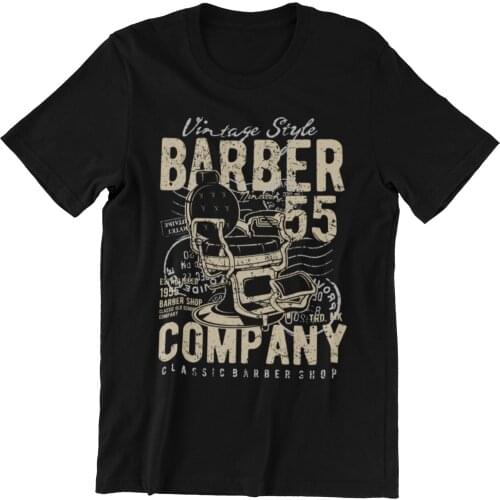 Vintage Style Barber Shop Chair Razor Shave Gentlemen T-Shirt. Summer Cotton O-Neck Short Sleeve Mens T Shirt New S-3XL