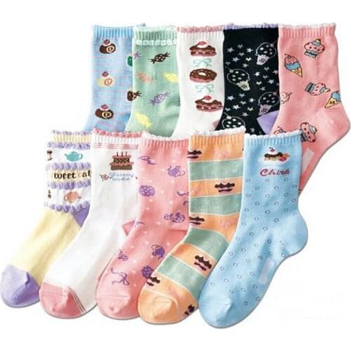 W106 Free shipping 4-7 year-old girl socks cotton socks autumn childrens cartoon series candy cake pattern socks