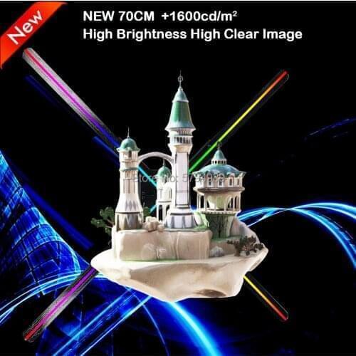 WIFI APP BLUETOOTH Remote control S7 70cm 3D Hologram Advertising Display LED Holographic 3D LED Projector Light fan