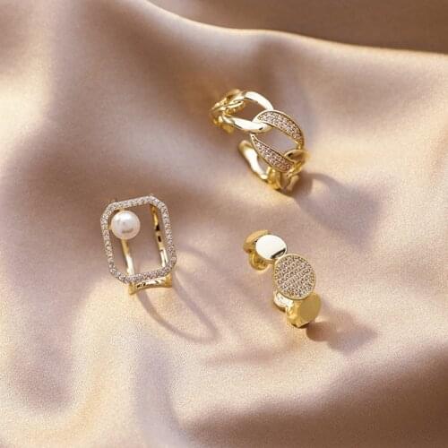 Gold Adjustable Zircon Rings For Women Pearl Korean Style Dainty Butterfly Open Finger Ring Jewelry Accessories Perfect quality