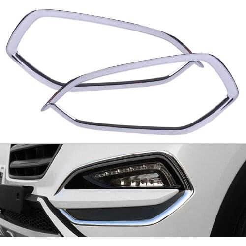 1 Pair Silver ABS plastic Chrome Plated Front Fog Light Cover Trim Fit for Hyundai Tucson 2016 2017 2018 Accessories