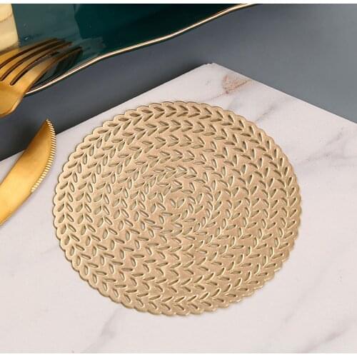 12pcs The New Style of Hollow Hot Stamping Coaster Creative Round PVC Coffee Shop Hotel Insulation Pad