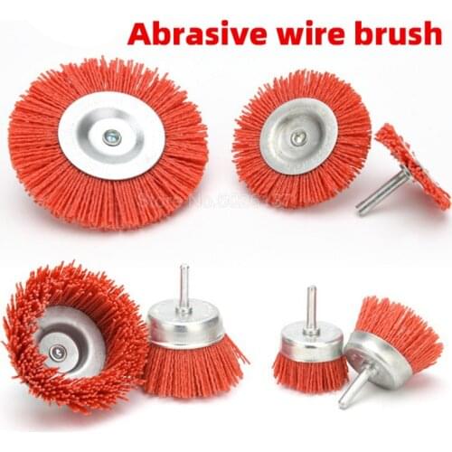 1X 6MM Shank Nylon Cup Brush Abrasive Wire Wheel For Drill Rotary Tool Wood Polishing Deburring Cleaning Radial Furniture