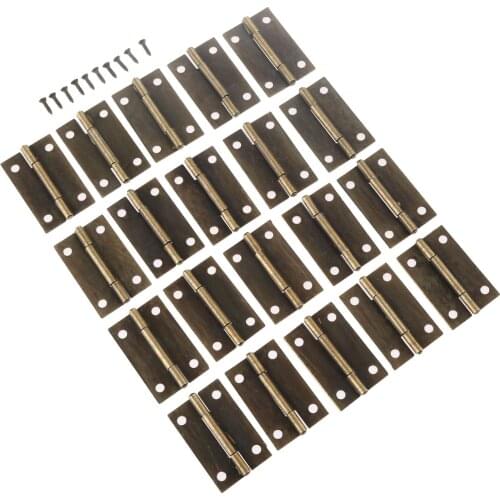 20Pcs 38*25mm Furniture Hinges Antique Bronze Jewelry Box Cabinet Drawer Door Butt Hinge Decorative Hinges Furniture Hardware