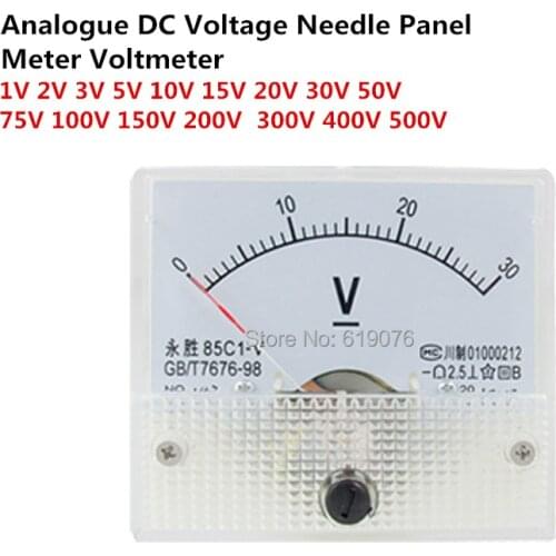 85C1 Analogue DC Voltage Needle Panel Meter Voltmeter 1V 2V 3V 5V 10V 15V 20V 30V 50V 75V 100V 150V 200V 300V 400V 500V