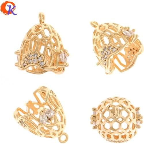 Cordial Design 20Pcs 14*15MM Jewelry Accessories/Earring Findings/Connectors/Genuine Gold Plating/Hand Made/CZ Charms/DIY Making