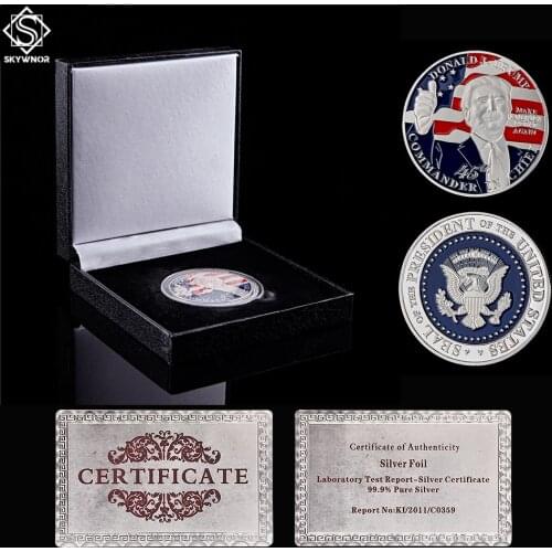 American 45th President Donald Trump Inaugural Golden Eagle Commemorative Novelty Coin W/ Luxury Box
