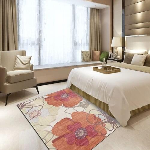 American Style Orange Big Flower Carpet Floor Mats For Living Room Custom Bedroom Rug House Mat Floral Rug
