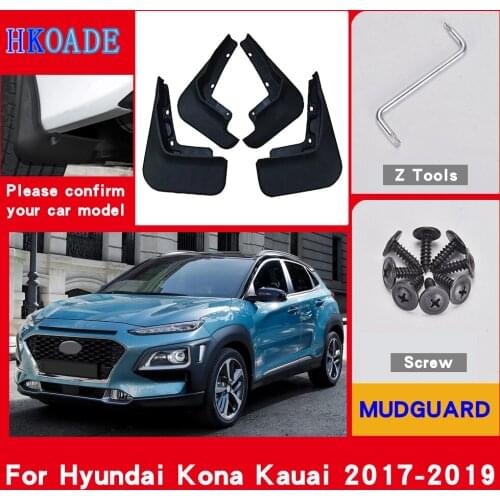 Car Fender Mud Flaps For Hyundai Kona Kauai 2017 2018 2019 Mudguards Splash Guards Fender Mudflaps Car Fender Accessories