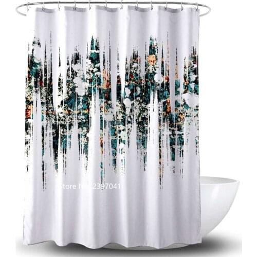 White Washable Shower Curtain 3D-printed Waterproof Cloth Mildew Proof Cartoon Leaf Flower Shower Curtain Bathtub Decoration