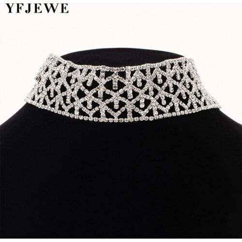Full Rhinestone chokers crystal collar necklace women Luxury Choker lace up statement necklace jewelry lady Colla N307