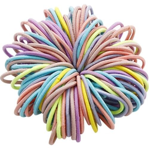Coxeer 100Pcs/Set Colorful Girls Hair Ropes Nylon Elastic Solid Color Hair Band Ponytail Holder For Women Girls Hair Accessories