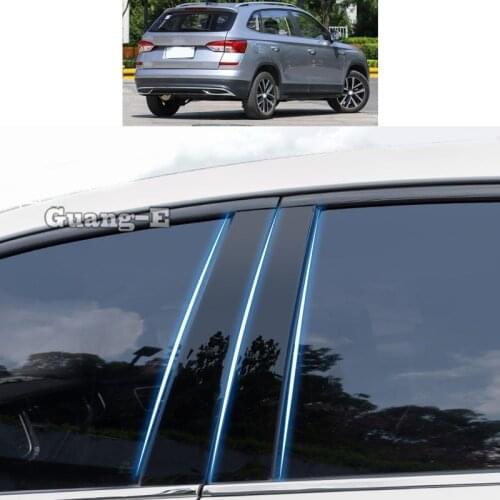 For Skoda Kamiq 2018 2019 2020 2021 Car PC Material Pillar Post Cover Door Trim Window Piano Black Molding Sticker Plate Parts