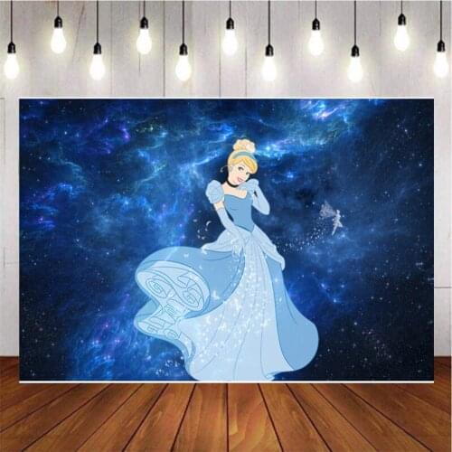 Cartoon Blue Princess Photography Background Backdrop Baby Children Birthday Party Show Decoration Tapestry Photo Studio