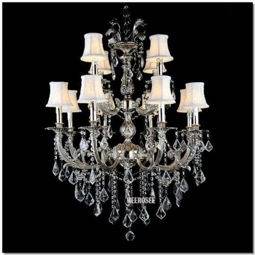 Classic 12 Arms Silver or Gold Crystal Chandelier Lighting Fixture Lustre Crystal Hanging Lamp with K9 Crysta MD88061