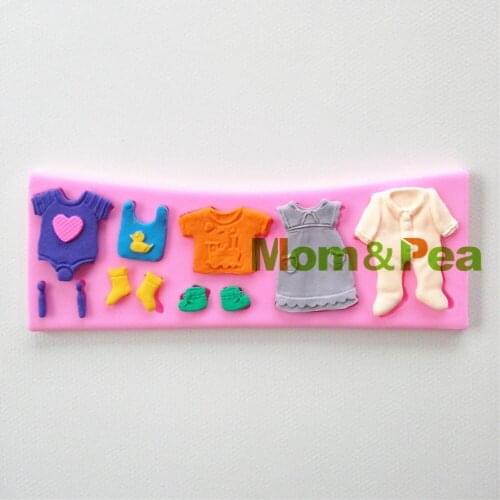 Mom&Pea 0784 Free Shipping Baby Clothes Shaped Silicone Mold Cake Decoration Fondant Cake 3D Mold Food Grade